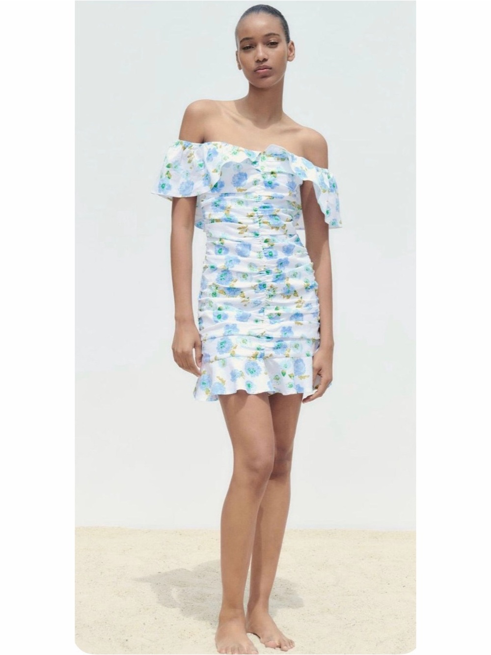 Zara Floral Print‎ Mini Off The Shoulder Dress